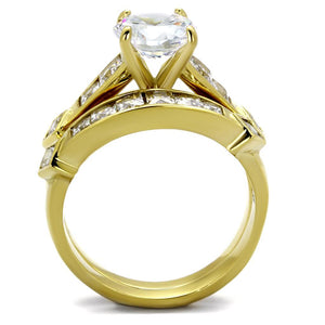 TK8X040 - IP Gold(Ion Plating) Stainless Steel Ring with AAA Grade CZ  in Clear