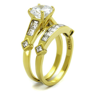 TK8X040 - IP Gold(Ion Plating) Stainless Steel Ring with AAA Grade CZ  in Clear