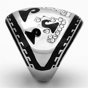 TK928 - High polished (no plating) Stainless Steel Ring with Top Grade Crystal  in Clear