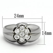 Load image into Gallery viewer, TK944 - High polished (no plating) Stainless Steel Ring with AAA Grade CZ  in Clear
