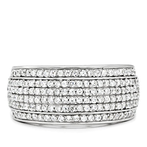 TS012 - Rhodium 925 Sterling Silver Ring with AAA Grade CZ  in Clear