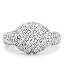 Load image into Gallery viewer, TS016 - Rhodium 925 Sterling Silver Ring with AAA Grade CZ  in Clear