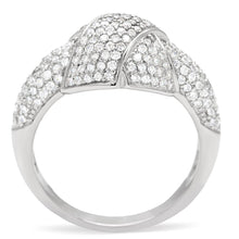 Load image into Gallery viewer, TS016 - Rhodium 925 Sterling Silver Ring with AAA Grade CZ  in Clear