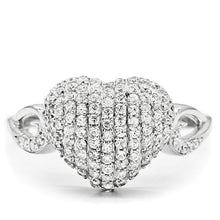 Load image into Gallery viewer, TS017 - Rhodium 925 Sterling Silver Ring with AAA Grade CZ  in Clear