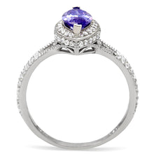 Load image into Gallery viewer, TS024 - Rhodium 925 Sterling Silver Ring with AAA Grade CZ  in Tanzanite