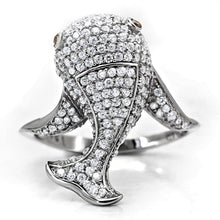 Load image into Gallery viewer, TS031 - Rhodium 925 Sterling Silver Ring with AAA Grade CZ  in Brown