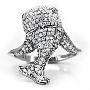 TS031 - Rhodium 925 Sterling Silver Ring with AAA Grade CZ  in Brown