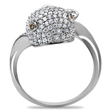 Load image into Gallery viewer, TS031 - Rhodium 925 Sterling Silver Ring with AAA Grade CZ  in Brown
