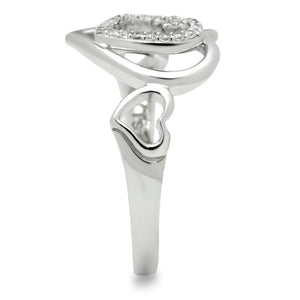 TS058 - Rhodium 925 Sterling Silver Ring with AAA Grade CZ  in Clear