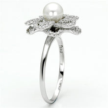 Load image into Gallery viewer, TS070 - Rhodium 925 Sterling Silver Ring with Synthetic Pearl in White