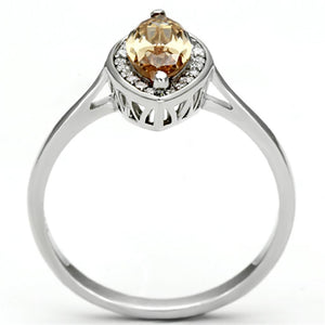 TS098 - Rhodium 925 Sterling Silver Ring with AAA Grade CZ  in Champagne