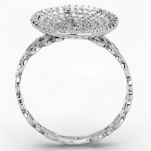 TS121 - Rhodium 925 Sterling Silver Ring with AAA Grade CZ  in Clear