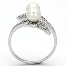 Load image into Gallery viewer, TS124 - Rhodium 925 Sterling Silver Ring with Synthetic Pearl in Citrine Yellow