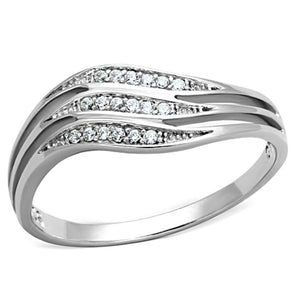 TS143 - Rhodium 925 Sterling Silver Ring with AAA Grade CZ  in Clear