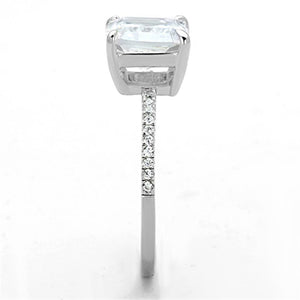 TS155 - Rhodium 925 Sterling Silver Ring with Cubic  in Clear