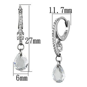 TS159 - Rhodium 925 Sterling Silver Earrings with AAA Grade CZ  in Clear