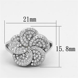 TS171 - Rhodium 925 Sterling Silver Ring with AAA Grade CZ  in Clear