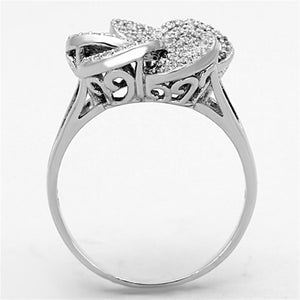 TS171 - Rhodium 925 Sterling Silver Ring with AAA Grade CZ  in Clear