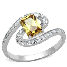 Load image into Gallery viewer, TS183 - Rhodium 925 Sterling Silver Ring with AAA Grade CZ  in Champagne