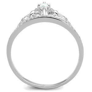 TS191 - Rhodium 925 Sterling Silver Ring with AAA Grade CZ  in Clear
