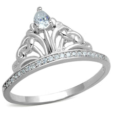 Load image into Gallery viewer, TS191 - Rhodium 925 Sterling Silver Ring with AAA Grade CZ  in Clear