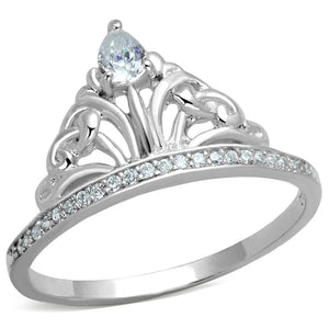 TS191 - Rhodium 925 Sterling Silver Ring with AAA Grade CZ  in Clear