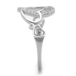 TS193 - Rhodium 925 Sterling Silver Ring with AAA Grade CZ  in Clear