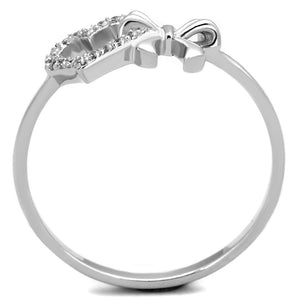TS195 - Rhodium 925 Sterling Silver Ring with AAA Grade CZ  in Clear