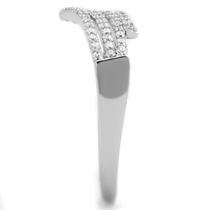 TS203 - Rhodium 925 Sterling Silver Ring with AAA Grade CZ  in Clear