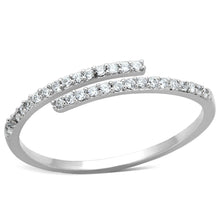 Load image into Gallery viewer, TS204 - Rhodium 925 Sterling Silver Ring with AAA Grade CZ  in Clear