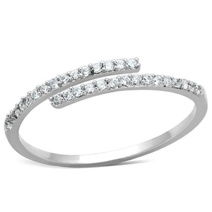 TS204 - Rhodium 925 Sterling Silver Ring with AAA Grade CZ  in Clear
