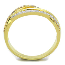 Load image into Gallery viewer, TS252 - Gold+Rhodium 925 Sterling Silver Ring with AAA Grade CZ  in Champagne