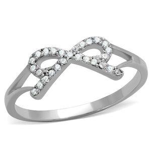 TS259 - Rhodium 925 Sterling Silver Ring with AAA Grade CZ  in Clear