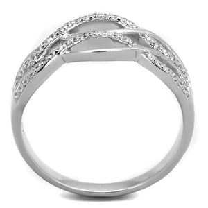 TS266 - Rhodium 925 Sterling Silver Ring with AAA Grade CZ  in Clear