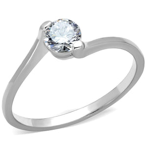 TS272 - Rhodium 925 Sterling Silver Ring with AAA Grade CZ  in Clear