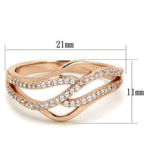 TS276 - Rose Gold 925 Sterling Silver Ring with AAA Grade CZ  in Clear