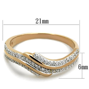 TS277 - Rose Gold + Rhodium 925 Sterling Silver Ring with AAA Grade CZ  in Clear
