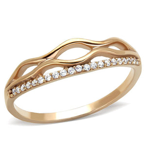 TS278 - Rose Gold 925 Sterling Silver Ring with AAA Grade CZ  in Clear