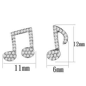 TS285 - Rhodium 925 Sterling Silver Earrings with AAA Grade CZ  in Clear