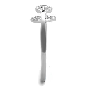 TS310 - Rhodium 925 Sterling Silver Ring with AAA Grade CZ  in Clear