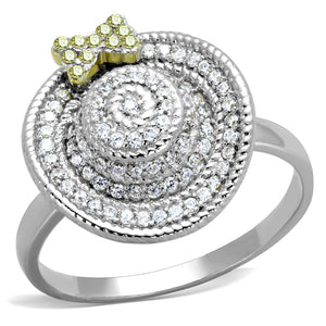 TS319 - Reverse Two-Tone 925 Sterling Silver Ring with AAA Grade CZ  in Topaz