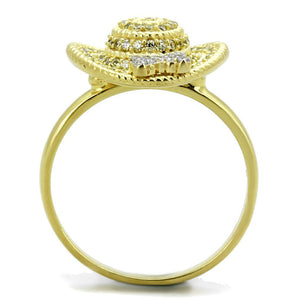 TS320 - Gold+Rhodium 925 Sterling Silver Ring with AAA Grade CZ  in Topaz
