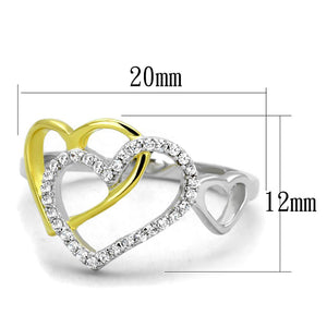 TS321 - Gold+Rhodium 925 Sterling Silver Ring with AAA Grade CZ  in Clear