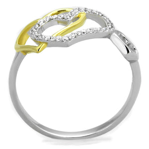 TS321 - Gold+Rhodium 925 Sterling Silver Ring with AAA Grade CZ  in Clear