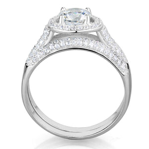 TS331 - Rhodium 925 Sterling Silver Ring with AAA Grade CZ  in Clear