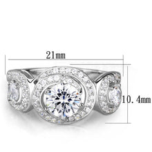 Load image into Gallery viewer, TS332 - Rhodium 925 Sterling Silver Ring with AAA Grade CZ  in Clear