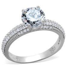 Load image into Gallery viewer, TS338 - Rhodium 925 Sterling Silver Ring with AAA Grade CZ  in Clear