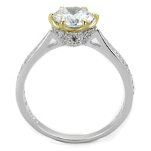 Load image into Gallery viewer, TS340 - Reverse Two-Tone 925 Sterling Silver Ring with AAA Grade CZ  in Clear