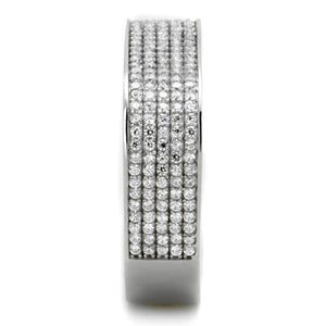 TS346 - Rhodium 925 Sterling Silver Ring with AAA Grade CZ  in Clear