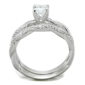 TS353 - Rhodium 925 Sterling Silver Ring with AAA Grade CZ  in Clear